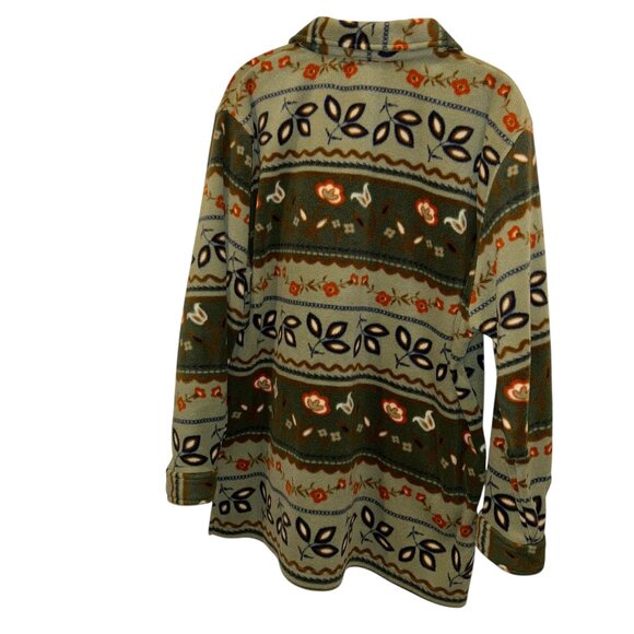 Jason Maxwell Vintage Forest green floral print fleece shacket button do… - Picture 5 of 5